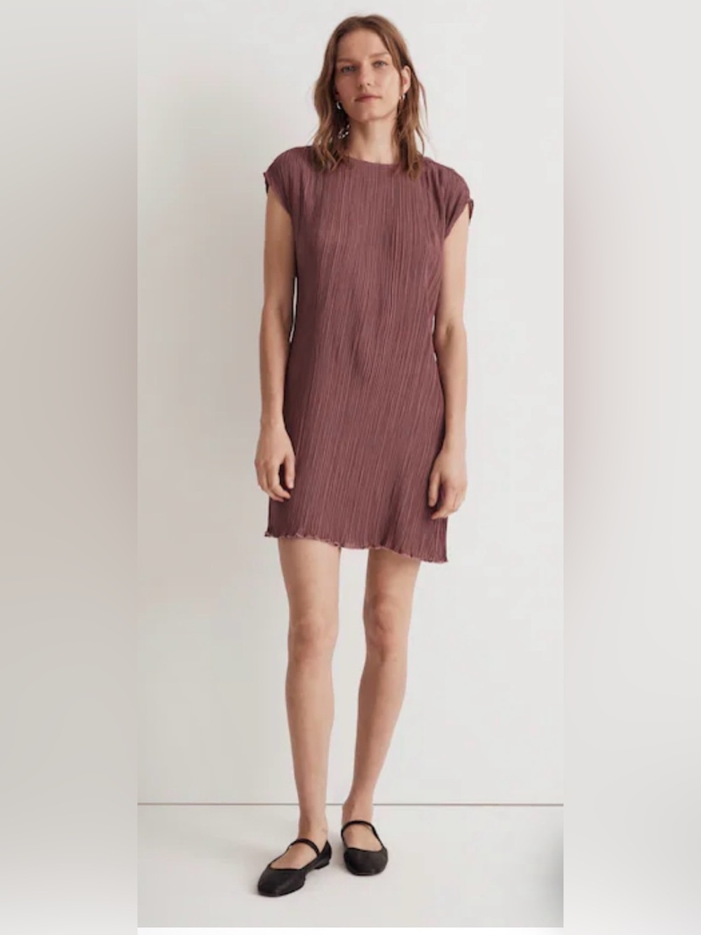 Madewell Women's Sz 14 Plisse' Mini Tee Dress NWT Grape Color